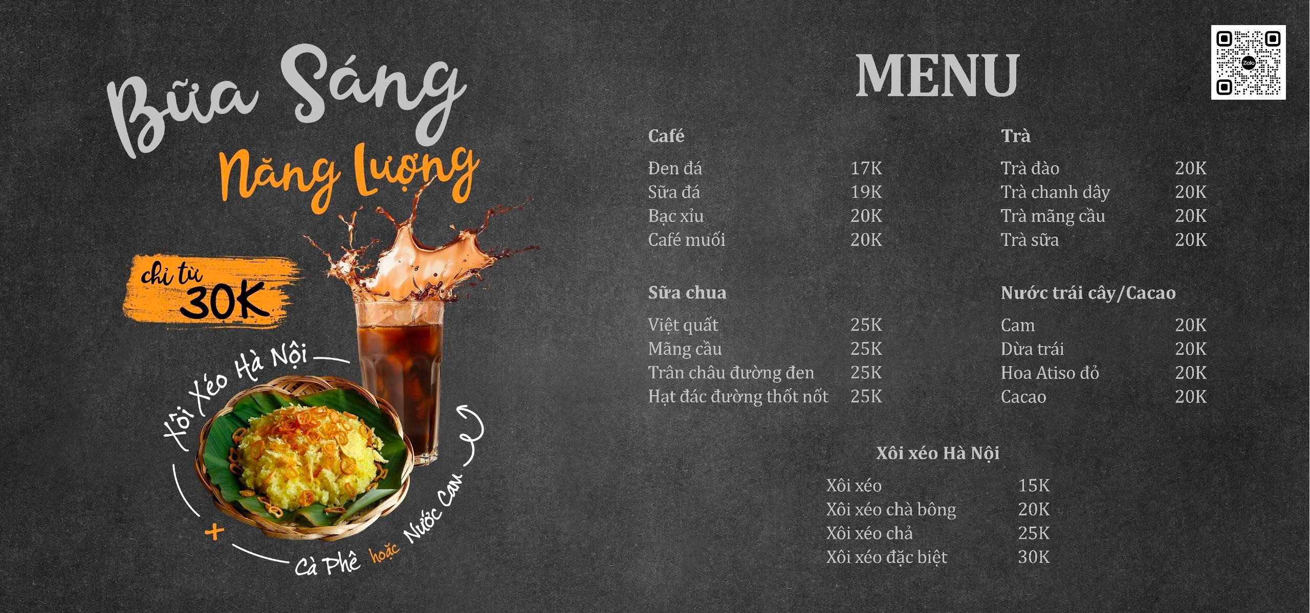 Menu Xôi Cafe An Phú